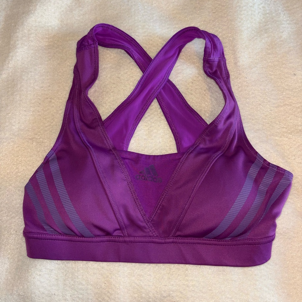 Adidas Purple Sports Bra with Cross-Back Design